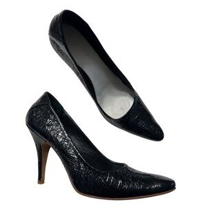 Maison Margiela Crinkle Black Patent Leather Heels Size 38